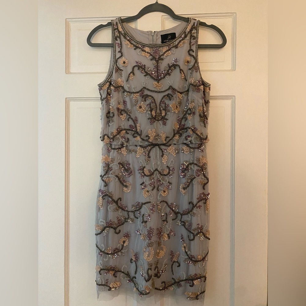 Adrianna Papell Short Sequin Floral Dress